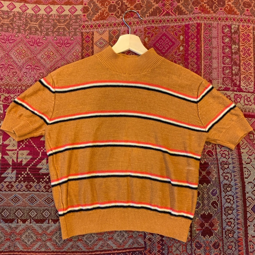 Free People Striped cropped French Girl knit top